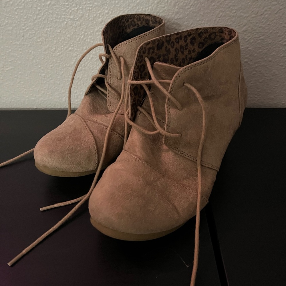 Tan “Suede” Booties Size 9